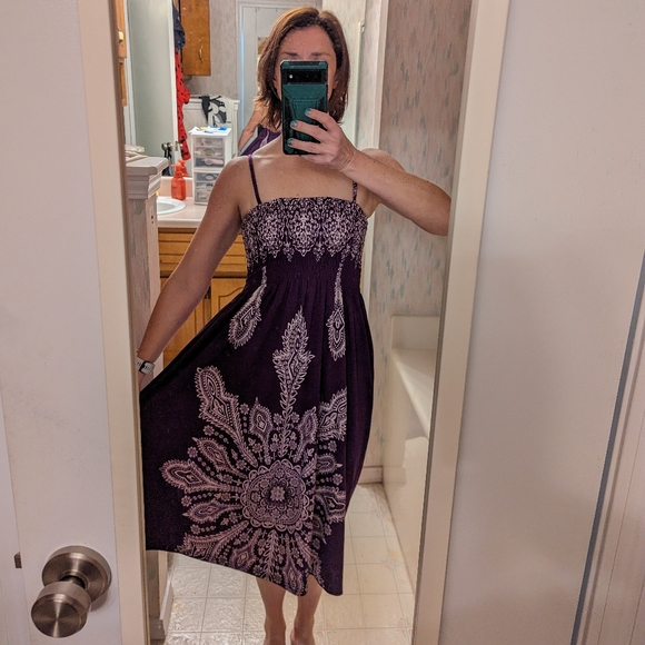 Purple and White A-Line Maxi Dress. - Picture 5 of 5